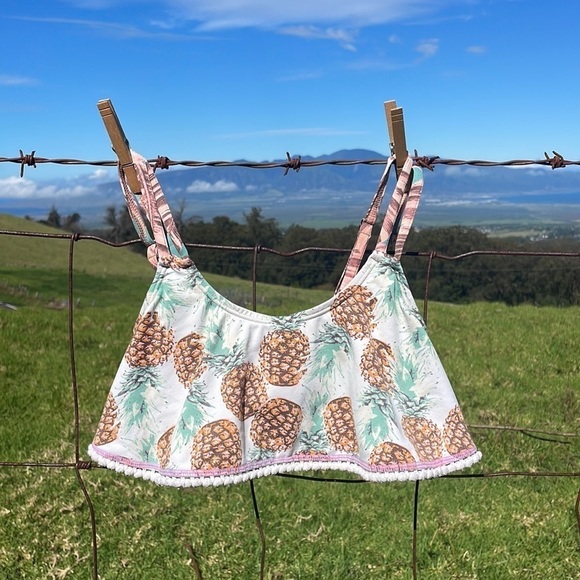 Maaji  Girls Ruffled Pineapple Tank Bikini Top - Picture 4 of 7